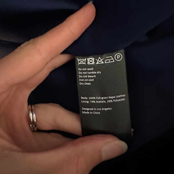 Men's Black Leather Bomber Jacket - Picture 5 of 5